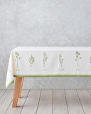 Greeny Pamuk Polyester Masa Örtüsü 150x200 cm Beyaz - Yeşil