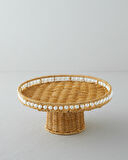Pearl Plastik Rattan Kek Standı 30 cm Açık Kahverengi