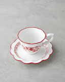 Carmine Porselen 4 Parça 2 Kişilik Çay Fincanı Takımı 200 ml Kırmızı - Beyaz