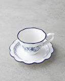 Carmine Porselen 4 Parça 2 Kişilik Çay Fincanı Takımı 200 ml Lacivert-Beyaz