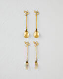 Lush Elegance Paslanmaz Çelik T.Çatal-Kaşık Set 4 Parça Gold