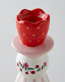 Christmas Şamdan 16 cm Kırmızı - Beyaz