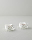 Daisy Days New Bone China 4 Parça 2 Kişilik Cam Tabaklı Kahve Fincan Takımı 80 ml Pembe - Yeşil