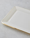 Lustre Cam Kapaklı Kek Standı 36,5x17,5 cm Krem-Gold
