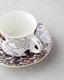 Feline New Bone China 4 Parça 2 Kişilik Kahve Fincan Takımı 100 ml Kahverengi