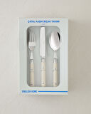 Pure Paslanmaz Çelik Çatal Kaşık Bıçak Tk. 18 Parça 6 Kişilik Krem