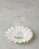 Lustre Cam 8 Parça 4 Kişilik Çay Seti 170 ml Krem-Gold