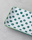 Plantopia Porselen Kayık Tabak 17x10 cm Beyaz - Yeşil