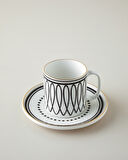 White Angles Bone Porselen 4 Parça 2 Kişilik Çay Fincanı Takımı 180 ml Siyah-Beyaz-Gold