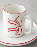 Bowsie Bone Porselen 4 Parça 2 Kişilik Kahve Fincan Takımı 90 ml Kırmızı - Yeşil