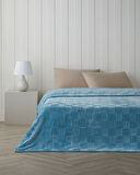 Classic Check Jakarlı Supersoft Çift Kişilik Battaniye 200x220 cm Mavi