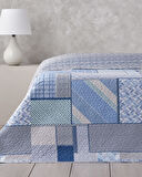 Patch Mosaic Çift Kişilik Çok Amaçlı Örtü 200x220 cm Mavi