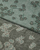 Retro Leaf Pamuklu Çift Kişilik Battaniye 200x220 cm Haki