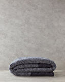 Modern Chevron Pamuk Akrilik Tek Kişilik Battaniye 150x200 cm Koyu Gri