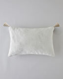 Deluxe Jakarlı Dekoratif Kırlent 35x55 cm Krem