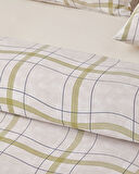 Wave Check Kolay Ütülenir Tek Kişilik Nevresim Takımı 160x220 cm Açık Yeşil-Bej