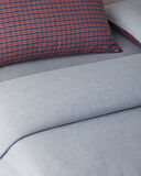 Tile Check İpliği Boyalı Çift Kişilik Nevresim Takımı 200x220 cm Lacivert-Kırmızı