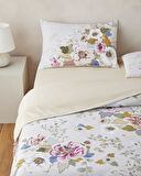 Bloomora Dijital Baskılı Kolay Ütülenir  Tek Kişilik Nevresim Takımı 160x220 cm Bej-Sarı