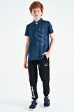 İndigo Baskı Detaylı Standart Kalıp Polo Yaka Erkek Çocuk T-Shirt - 11164