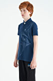 İndigo Baskı Detaylı Standart Kalıp Polo Yaka Erkek Çocuk T-Shirt - 11164