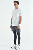 Siyah Arka Bilek Baskı Detaylı Yüksek Bel Slim Fit Aktif Spor Erkek Tayt - 84988 | S