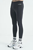 Siyah Logo Baskılı Yüksel Bel Slim Fit Aktif Spor Erkek Tayt - 84989 | M