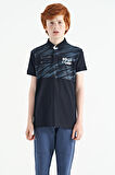 Lacivert Baskı Detaylı Pola Yaka Standart Kalıp Erkek Çocuk T-Shirt - 11161 | 12-13 Yaş