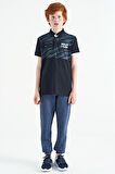 Lacivert Baskı Detaylı Pola Yaka Standart Kalıp Erkek Çocuk T-Shirt - 11161 | 12-13 Yaş