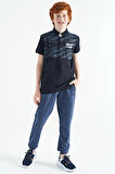 Lacivert Baskı Detaylı Pola Yaka Standart Kalıp Erkek Çocuk T-Shirt - 11161 | 12-13 Yaş