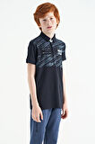 Lacivert Baskı Detaylı Pola Yaka Standart Kalıp Erkek Çocuk T-Shirt - 11161 | 12-13 Yaş