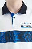 Beyaz Şerit Baskı Detaylı Pola Yaka Standart Kalıp Erkek Çocuk T-Shirt - 11162 | 14-15 Yaş