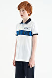 Beyaz Şerit Baskı Detaylı Pola Yaka Standart Kalıp Erkek Çocuk T-Shirt - 11162 | 14-15 Yaş
