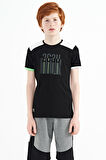 Siyah Baskı Detaylı O Yaka Standart Kalıp Erkek Çocuk T-Shirt - 11157 | 3-4 Yaş