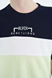 Açık Yeşil Renk Geçişli Nakışlı Oversize Erkek Çocuk T-Shirt - 11159