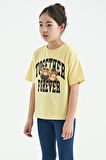Sarı Ayıcık Baskılı O Yaka Oversize Kısa Kol Kız Çocuk T-Shirt - 75116 | 13-14 Yaş