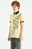 Sarı Baskı Detaylı Standart Kalıp Polo Yaka Erkek Çocuk T-Shirt - 11164 | 5/6