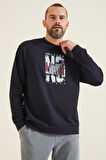 Lindon Lacivert O Yaka Erkek Sweatshirt - 88130 | S