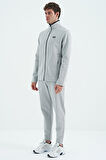 Gri Dik Yaka Gizli Cep Detaylı Standart Kalıp Erkek Eşofman Takım - 85209 | XL