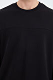 Siyah O Yaka Ön Dikiş Detaylı Basic Rahat Kalıp Erkek Sweatshirt - 88270 | S