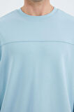 Açık Mavi O Yaka Ön Dikiş Detaylı Basic Rahat Kalıp Erkek Sweatshirt - 88270 | S