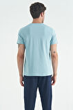 Açık Mavi O Yaka Standart Kalıp Basic Erkek T-Shirt - 88245 | S