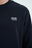 Lacivert O Yaka Şardonlu Rahat Form Basic Erkek Sweatshirt - 88137 | M