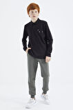 Siyah Polo Yaka Erkek Çocuk T-Shirt - 11172 | 7-8 Yaş