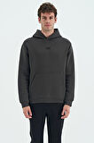Haki Kapüşonlu Kanguru Cepli Şardonlu Rahat Kalıp Erkek Sweatshirt - 88138 | S