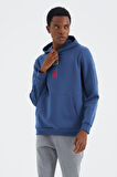 Parlıament Kapüşonlu Nakış Detaylı Rahat Kalıp Erkek Sweatshirt - 88291 | S