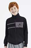 Siyah Dik Yaka Erkek Çocuk Sweatshirt - 11183 | 8-9
