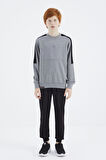 Gri Melanj Basic O Yaka Erkek Çocuk Sweatshirt - 11182