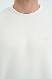 Ekru O Yaka Şardonlu Rahat Form Basic Erkek Sweatshirt - 88137 | S