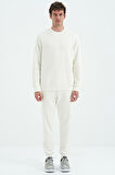 Ekru O Yaka Rahat Kalıp Şardonlu Basic Jogger Erkek Eşofman Takım - 85190 | M