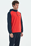 Fiesta Yarım Fermuarlı Kapüşonlu Renk Bloklu Standart Kalıp Erkek Polar Sweatshirt - 88300 | XXL